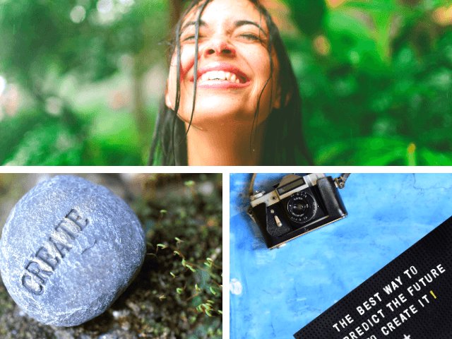 Danielle LaPorte Quotes with woman smiling and motivation to create.